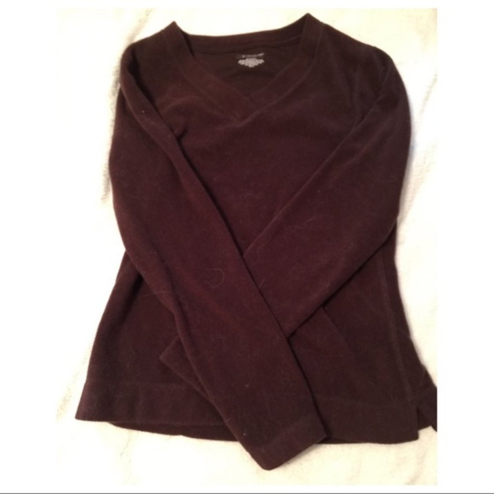 Tek Gear Woman's Brown Fleece VNeck Top - XSmall